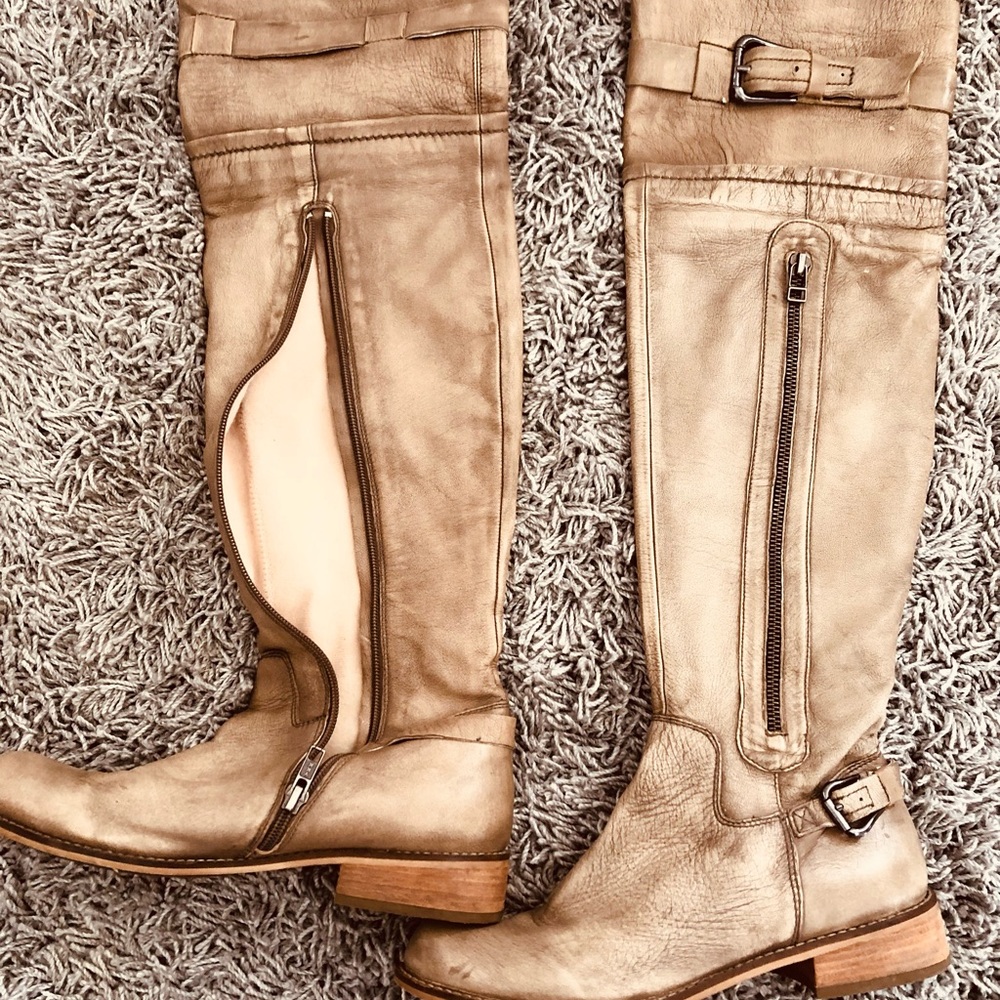 Steve Madden Ivory/Gray Sabra Over the Knee Boots 7.5